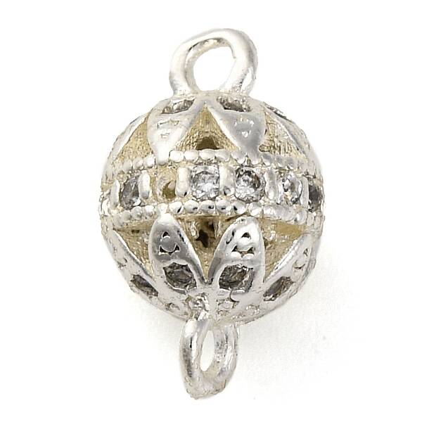 Brass Micro Pave Clear Cubic Zirconia Connector Charms