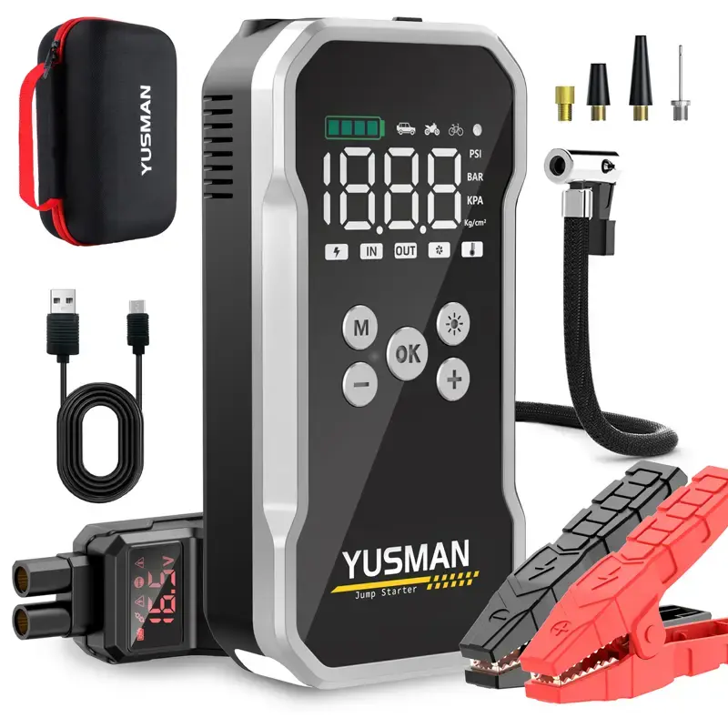 [5-in-1] 8500A Portable Car Jump starter With Air compressor (ALL Gas, 10.0L Diesel)with 150 PSl Tire inflator, 12V Car Batte...