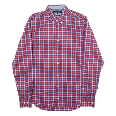 TOMMY HILFIGER Slim Fit Mens Shirt Red Check Long Sleeve L