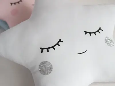 Star Pillow (3 colors) with Glitter Cheeks