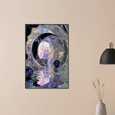 Celestial Dreamscape - Abstract Moon & Spheres Poster