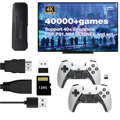 X2 Pro Wireless Retro Gaming Console, 40,000+ Games, Nostalgia Stick Fun, 40+ Classic Emulators, 4K HDMI, 128G, Plug & Play w...