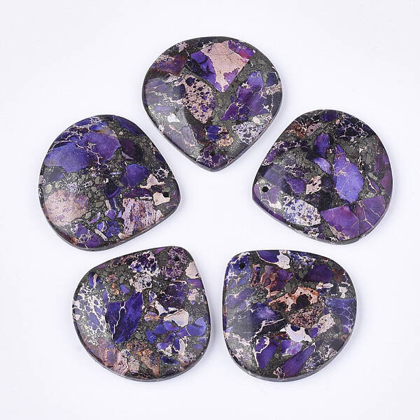 Synthetic Gold Line Regalite/Imperial Jasper/Sea Sediment Jasper Pendants
