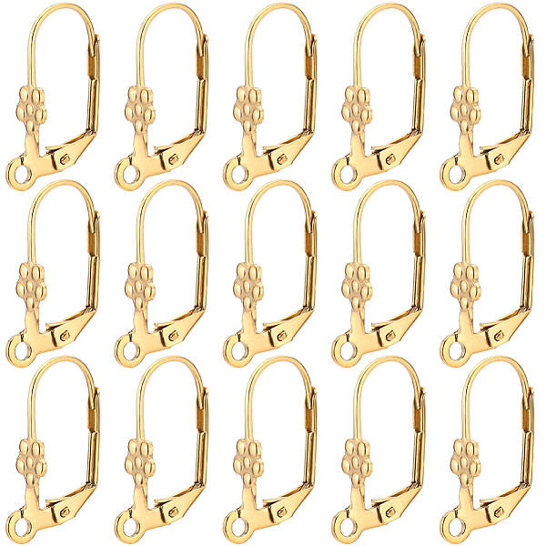 50Pcs Ion Plating(IP) 304 Stainless Steel Flower Leverback Earring Findings
