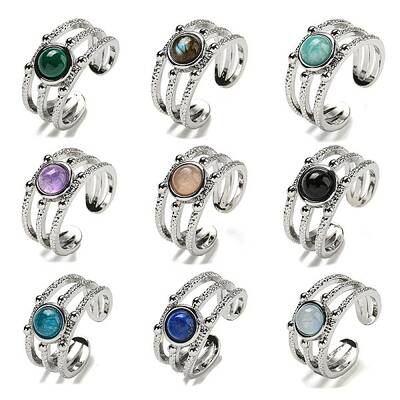 Natural Gemstone Adjustable Rings
