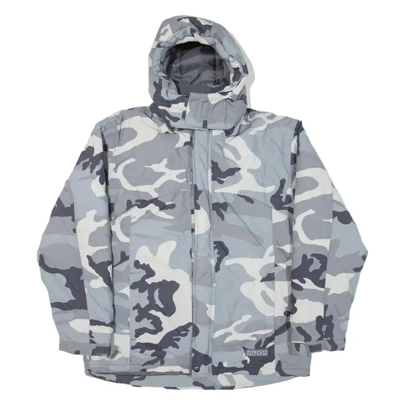 WIWATEX Insulated Mens Ski Jacket Blue Hooded Camouflage S