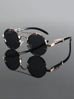 Unisex Vintage Round Frame Sunglasses, 2024 New Style Trendy Casual  Top Bar Design Sunglasses for Everyday Use, Fashion Acce...