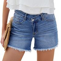 luvamia Jean Shorts for Women Low Waisted Trendy Stretchy Crossover Waist Denim Shorts Raw Hem Casual Summer Pockets nice  je...
