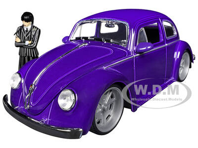 Volkswagen Beetle Purple Metallic and Wednesday Addams Diecast Figure \