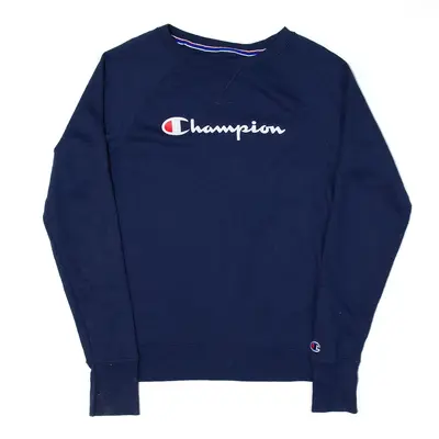 CHAMPION Sweatshirt Blue Crew Neck Mens XS