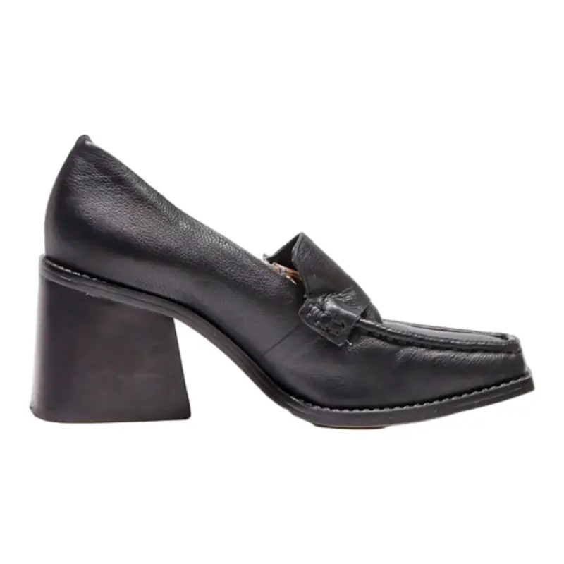 VINCE CAMUTO Loafer Shoes Black Leather Womens UK 4.5