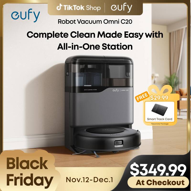 eufy C20 Omni Robot Vacuum, Robot Vacuum and Mop Combo, Self Emptying, Auto Mop Washing and Auto Drying for hands-free c