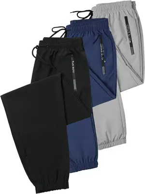 Men's Letter Print Drawstring Waist Jogger Pants, Casual Elastic Waist Pocket Zipper Design Trousers for All Seasons, Fashion...
