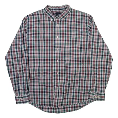 LANDS END Mens Shirt Grey Check Long Sleeve L