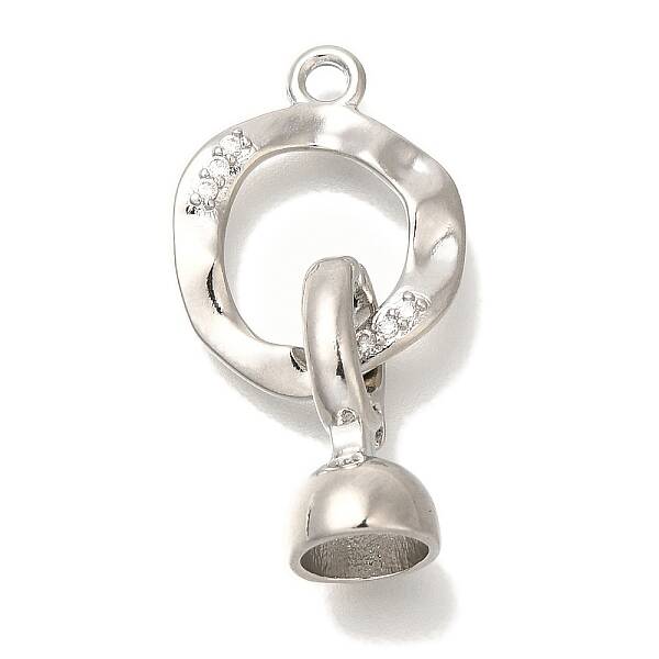 Brass Micro Pave Clear Cubic Zirconia Fold Over Clasps