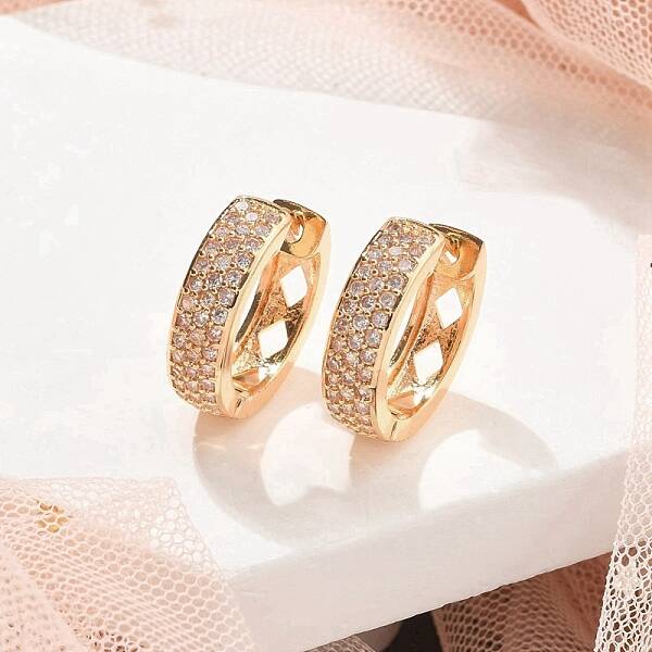 Rack Plating Brass Clear Cubic Zirconia Hoop Earrings