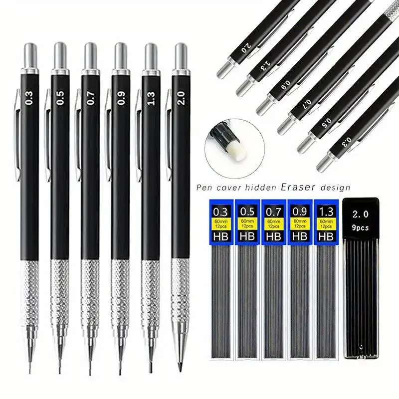 Mechanical Pencil & Pencil Lead Set, Art Sketching Drawing Automatic Pencil & Pencil Lead Set, Office Writing Stationery Supp...