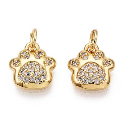 Brass Micro Pave Clear Cubic Zirconia Charms