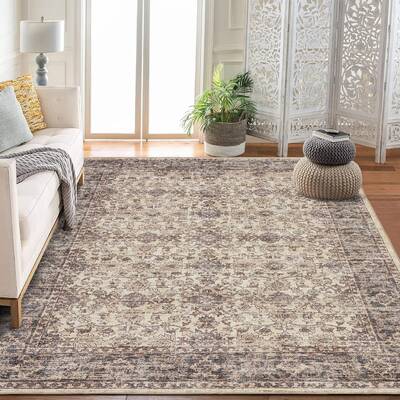 Garvee Vintage Boho Area Rugs Beige 5'x7' Washable Large Rugs Non-Slip Backing for Living Room Bedroom Dining Room Nursery Of...