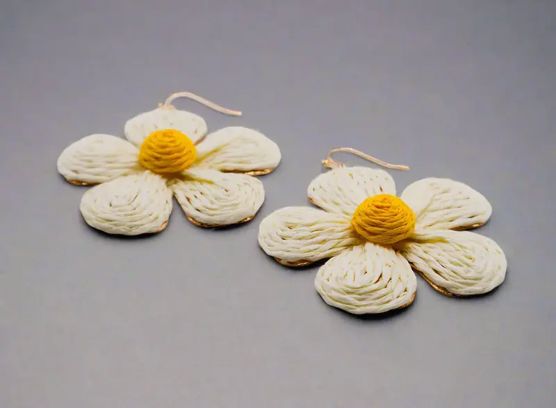 Golden Blooms Straw Earrings