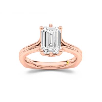 Fleur Emerald Cut Lab Grown Diamond Engagement Ring | 14K Rose Gold 1 1/2 CT. TW.