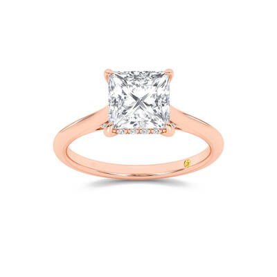 Twinkle Hidden Halo Princess Cut Lab Grown Diamond Engagement Ring | 18K Rose Gold 2 1/5 CT. TW.