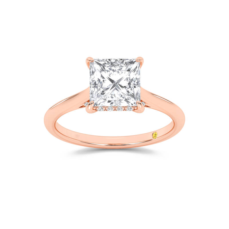 Twinkle Hidden Halo Princess Cut Lab Grown Diamond Engagement Ring | 18K Rose Gold 2 1/5 CT. TW.