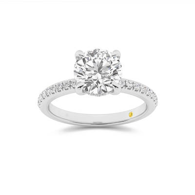 Aurelia Half Coverage Hidden Halo Round Lab Grown Diamond Engagement Ring | 18K White Gold 1 7/8 CT. TW.