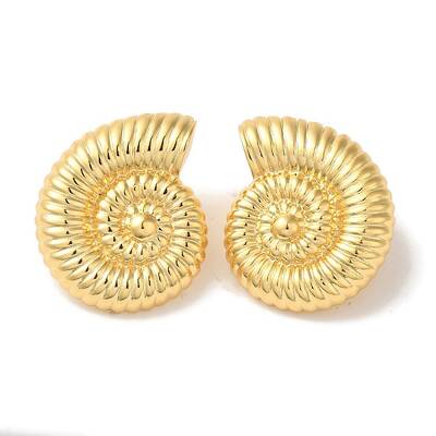 Rack Plating Spiral Shell Shape Brass Stud Earrings