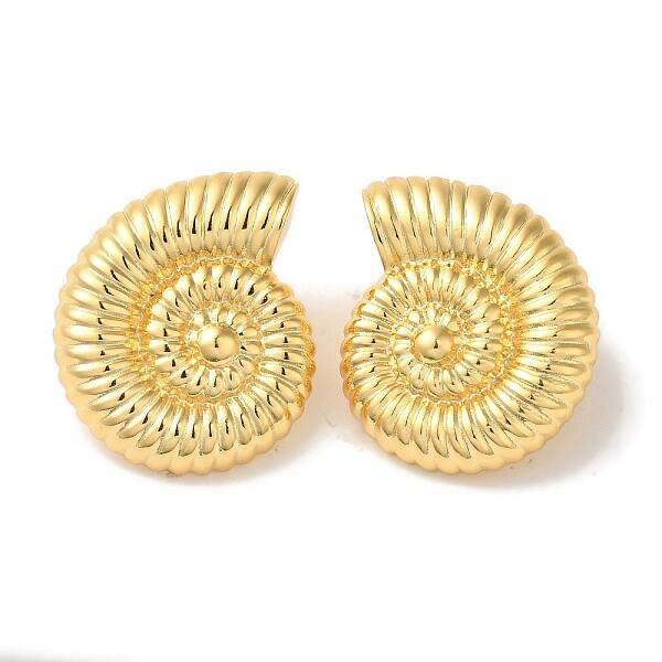 Rack Plating Spiral Shell Shape Brass Stud Earrings