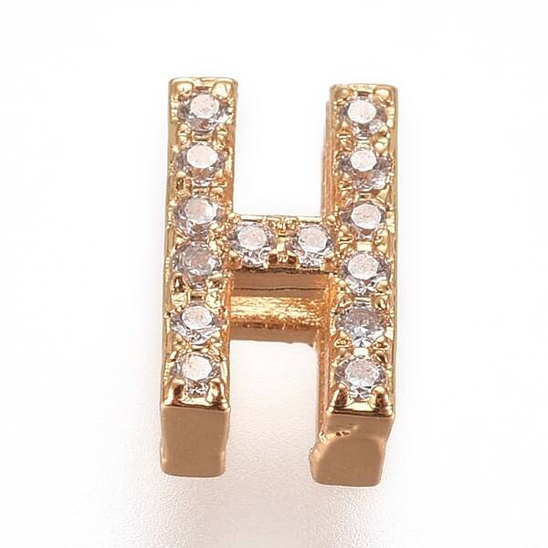 Golden Plated Brass Micro Pave Cubic Zirconia Slide Charms