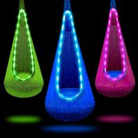 Light Up  Pod Swing Seat Fun Hanging Hammock Swing Chair with LED Lights & Inflatable Pillow, Sensory Pod for Indoor & Outdoo...