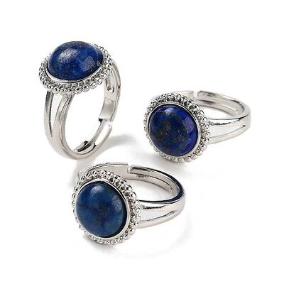 Natural Lapis Lazuli Round Adjustable Rings