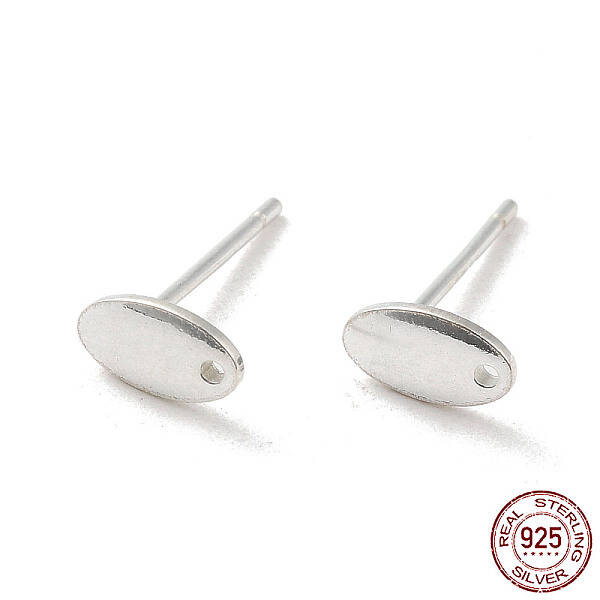 Oval 925 Sterling Silver Stud Earring Finddings