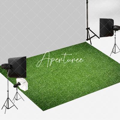 Aperturee Fresh Green Grass Field Floor Backdrop For Photo | Photography Floor Drops | Floor Drops For Photography | Fabric F...
