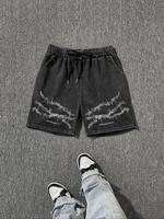 Men's Regular Fit Cross Print Graphic Shorts, Casual Street Fashion Drawstring Waist Shorts for Summer, Men's Bottoms for Dai...