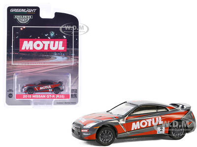 2015 Nissan GT-R (R35) #2 MOTUL Gray with Red Graphics Hobby Exclusive Series 1/64 Diecast Model Car by Greenlight
