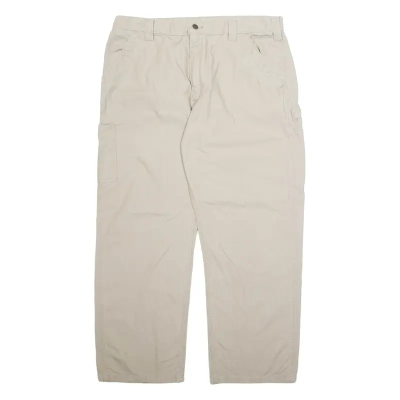 CARHARTT Cargo Carpenter Mens Trousers Cream Regular Straight W38 L30