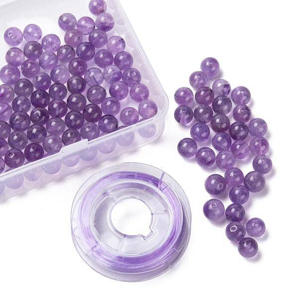 100Pcs 8mm Natural Amethyst Round Beads