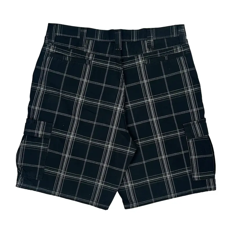 Wrangler Checked Cargo Shorts - 36W 10L Black Cotton | Size: 36″ waist