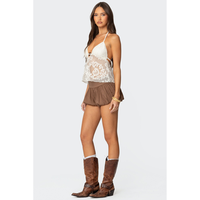 Sheer Crochet Babydoll Halter Top