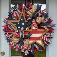 Independence Day Wreath, 17.7-inch Patriotic Wreath, Front Door Decoration, and National Flag Wreath, Holiday Home Decoration...
