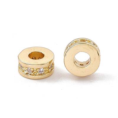 Brass Micro Pave Cubic Zirconia Beads