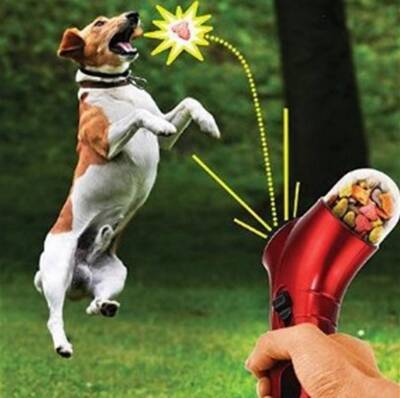 Pet Food dispenser Catapult Feeder Treat Launcher Fetch Dog Toy