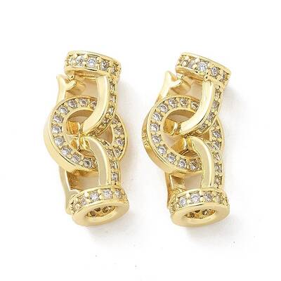 Brass Micro Pave Clear Cubic Zirconia Fold Over Clasps