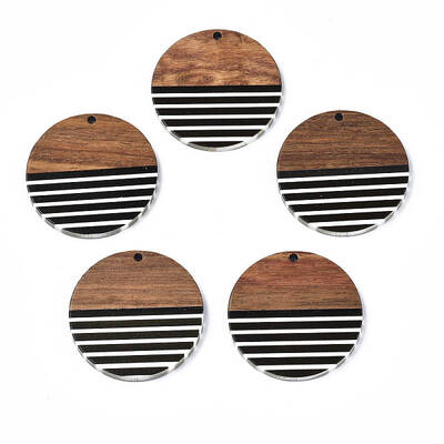 Stripe Resin & Walnut Wood Pendants