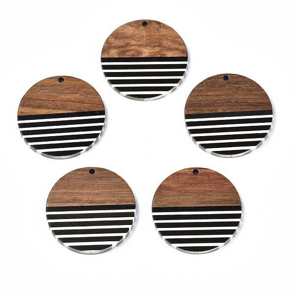 Stripe Resin & Walnut Wood Pendants