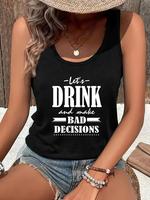 Women's Letter Print Tank Top, Casual Sleeveless Top for Daily Wear, Ladies Clothes for All Seasons