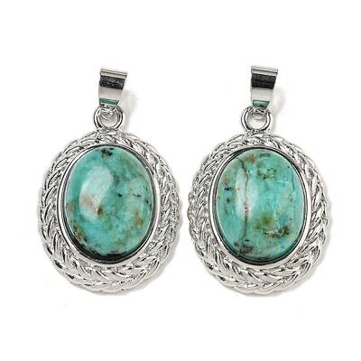 Natural African Turquoise(Jasper) Oval Pendants