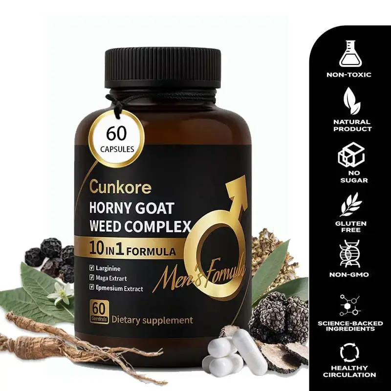 Cunkore NEW Horny Goat Weed Supplement for Men EpimediumComplex with L-Arginine, Maca, ashwagandha,Magnesium, Valerian Root, ...